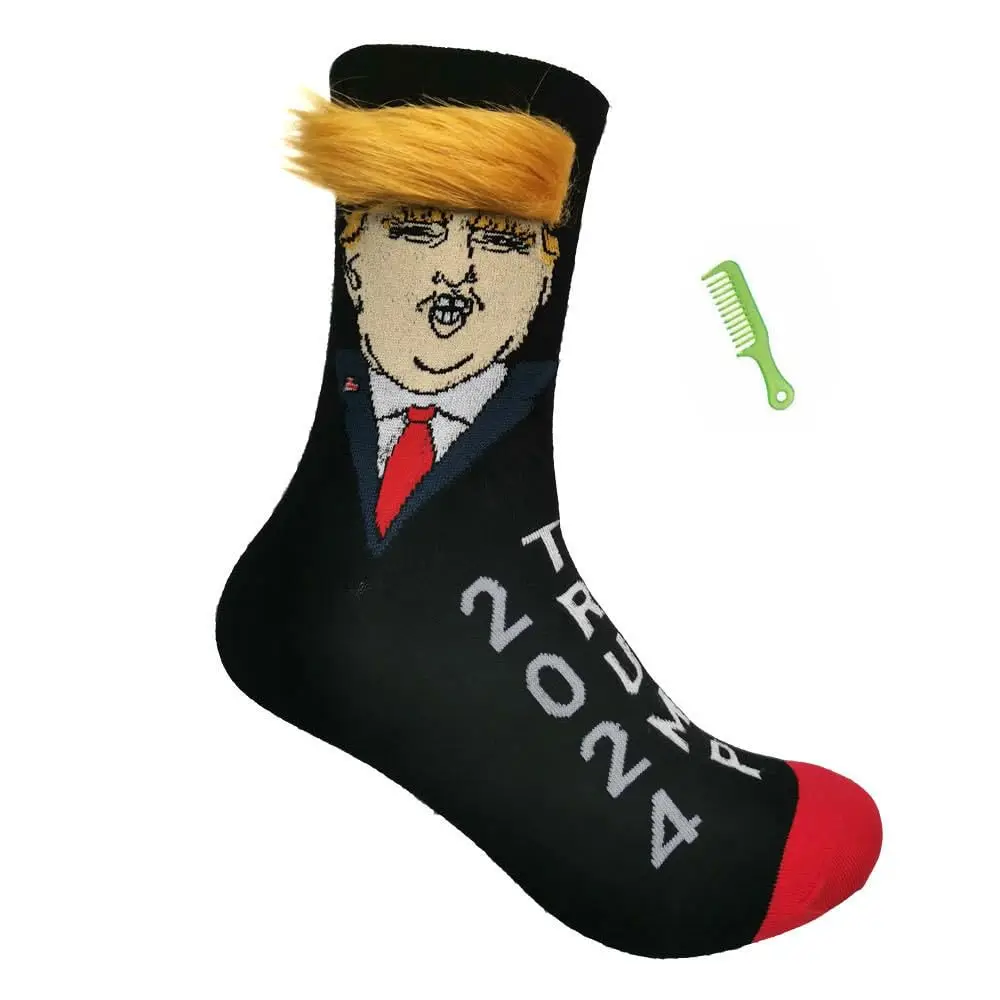 Śmieszne skarpetki Trump Novelty z włosami Trump Skarpetki unisex Crew Skarpetki 2024 prezydent Trump Merchandise Giftt