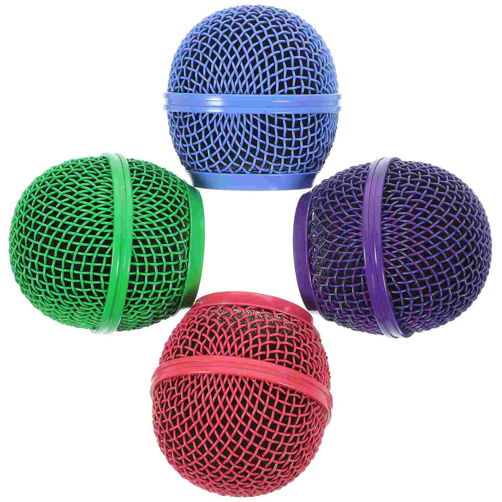 4 Pcs Red White Colorful Microphone Mesh Cover Replacement Grille Compatible Wireless Wired Microphones for Recording