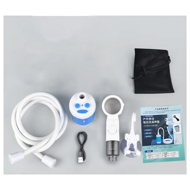 SANQ コンパクトハンドヘルド充電式アウトドアシャワー、洗車、花の水やり、入浴ツール用の優しいシャワーの流れ