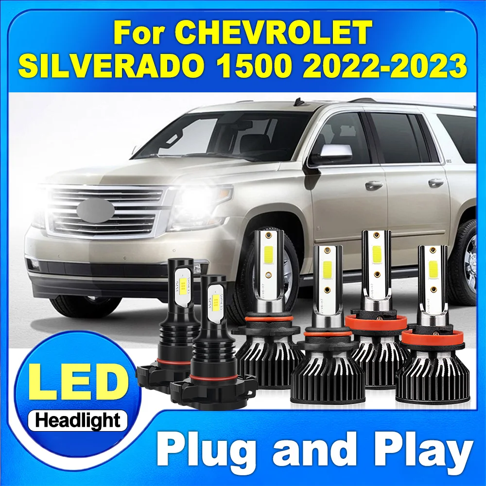 

2X 240W Car Headlamps LED Headlight 40000LM Plug And Play Auto Lights 12V Front Foglights For CHEVROLET SILVERADO 1500 2022-2023