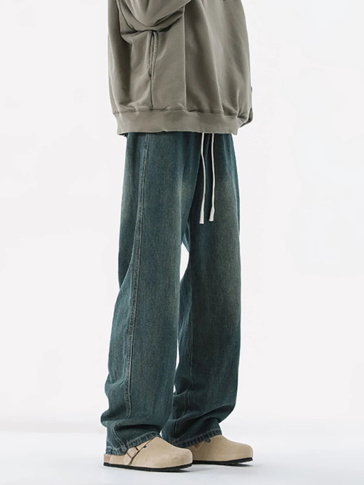 

Американские винтажные джинсы свободного прямого кроя для мужчин, повседневные, осенние, новые, модные