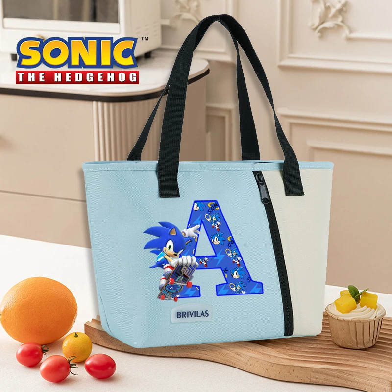 Сумка для обеда Sonics, модная сумка-бенто с буквенным принтом A-Z, портативная термосумка, изолированная водонепроницаемая коробка для хранения еды, подарок