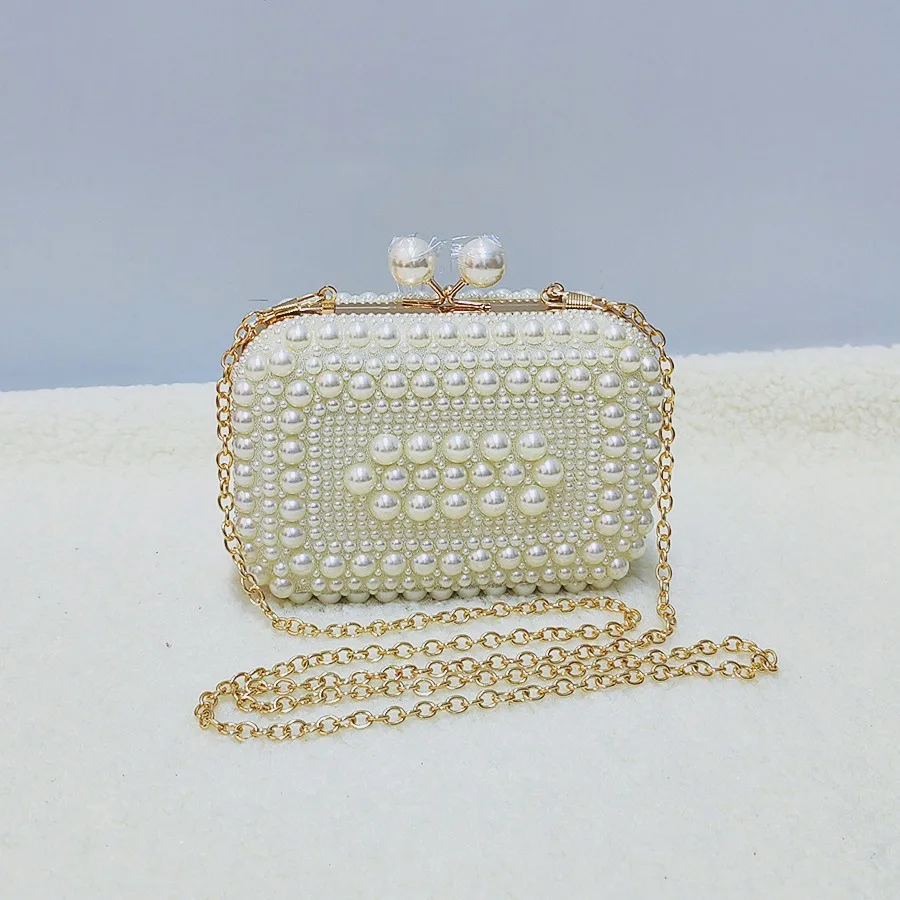 Autumn And Winter Square Shell Clutch Bag Sweet Pearl Banquet Chain Mini Bag Female Bolsos Elegantes Para Dama Bolsas Grife Luxo