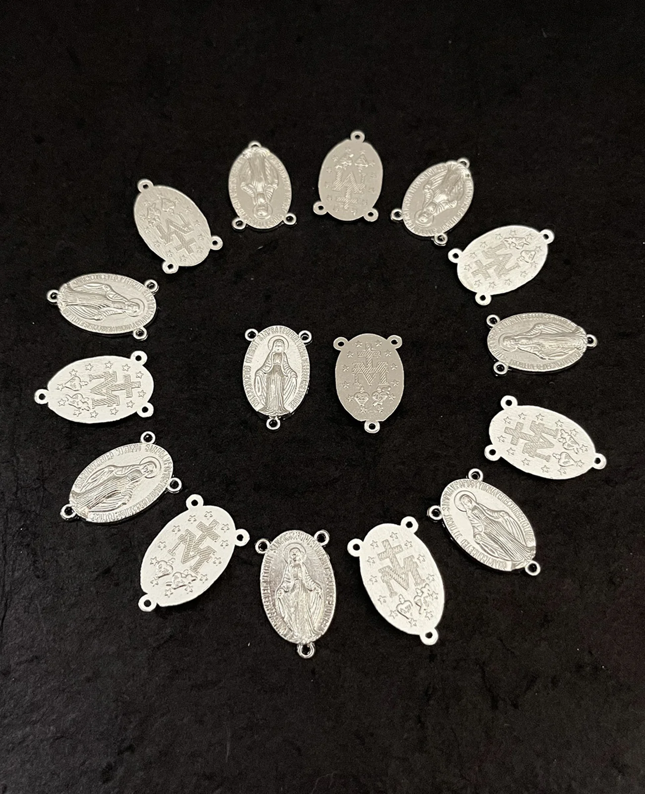 وصلات جزء من أجزاء الوردية من ميدالية ماري العذراء ، قطع مركزية من سيدة ميدالا ميلاجروسا ، إكسسوارات مجوهرات تصنعها بنفسك ، 10: