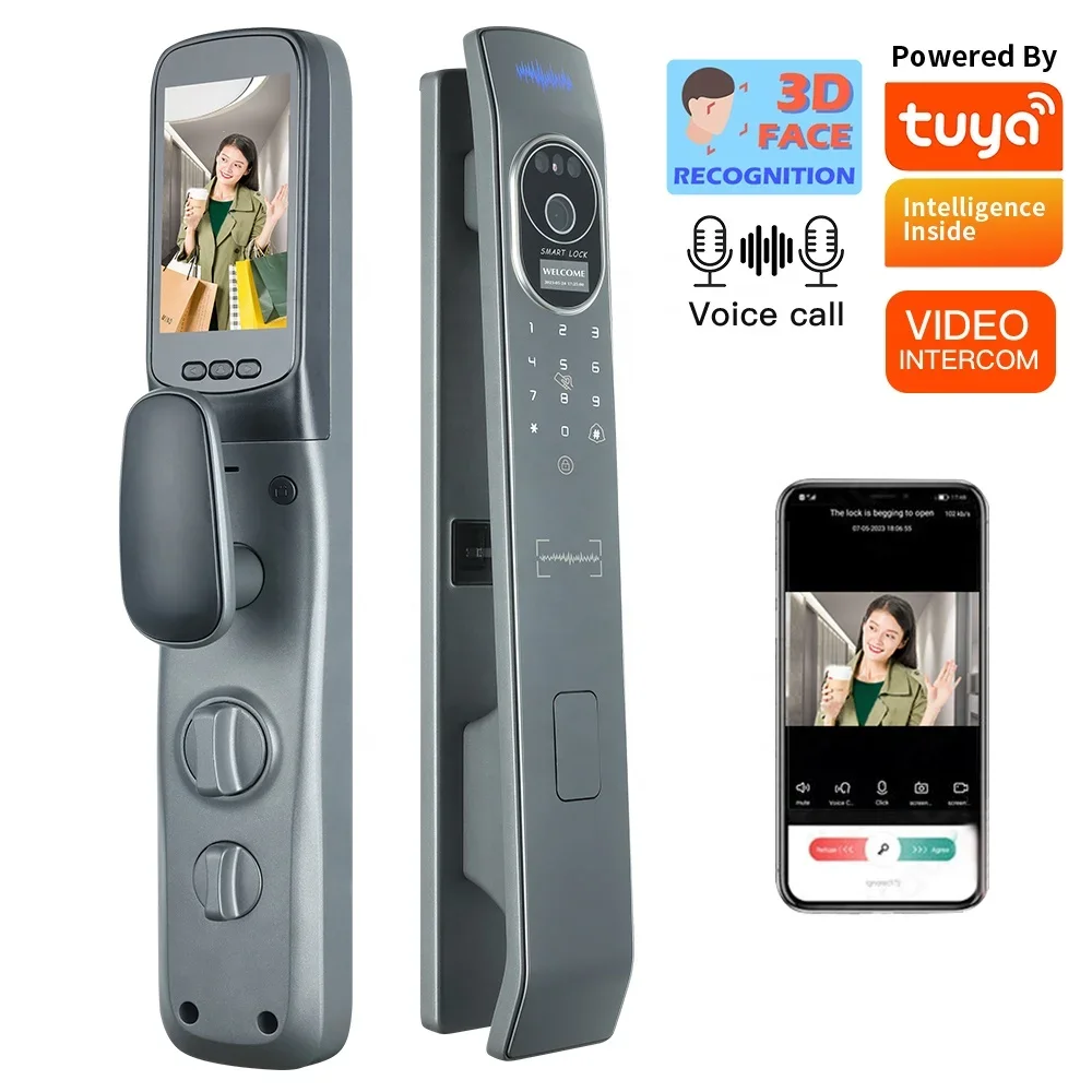

Wholesale Automatic Face Recognition Real Time Video Intercom Tuya App WIFI Outdoor Gate Digital Keyless Smart Door Lock