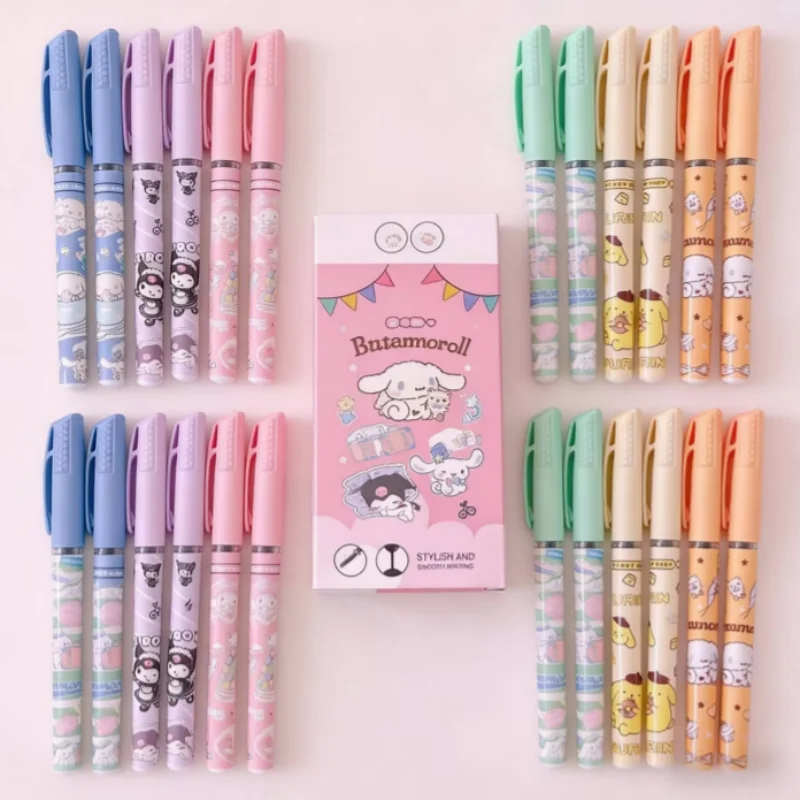 

36pcs/lot Sanrio Kuromi Melody Cinnamoroll Gel Pen Cute PomPomPurin 0.5mm Black Ink Neutral Pens School Supplies
