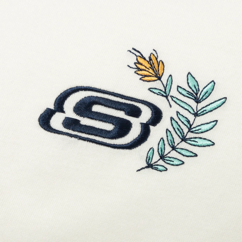 تي شيرت نسائي محبوك بأكمام قصيرة وخفيف الوزن ومريح من Skechers، تي شيرت كاجوال نصف كم قابل للتنفس ومريح L223W125-0074