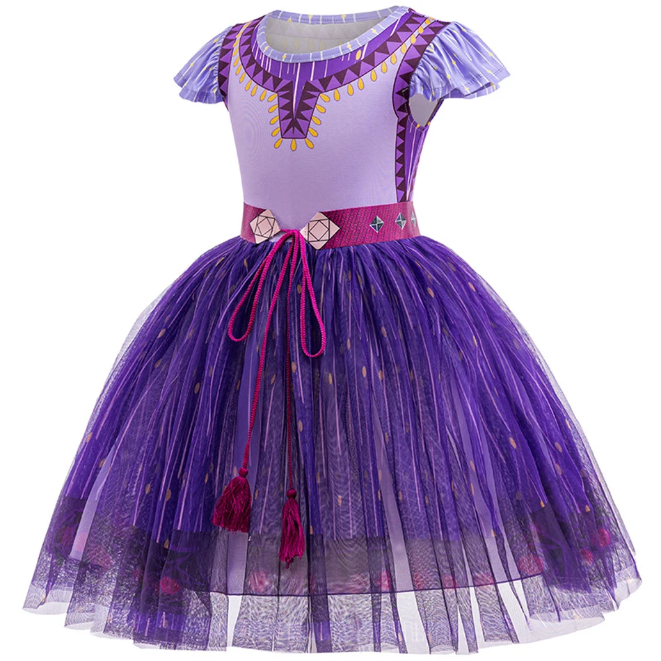 Asha Cosplay Princess Dress Girls Wish Stage Performance Costume Children Christmas Halloween Birthday Theme Party Fancy Vestido