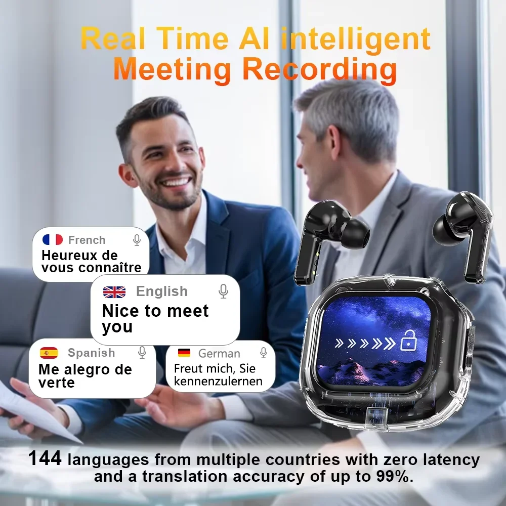 سماعات ترجمة Ai مع شاشة تعمل باللمس، وسماعات بلوتوث لاسلكية ذكية، وسماعات أذن ترجمة HiFi في الوقت الحقيقي #3