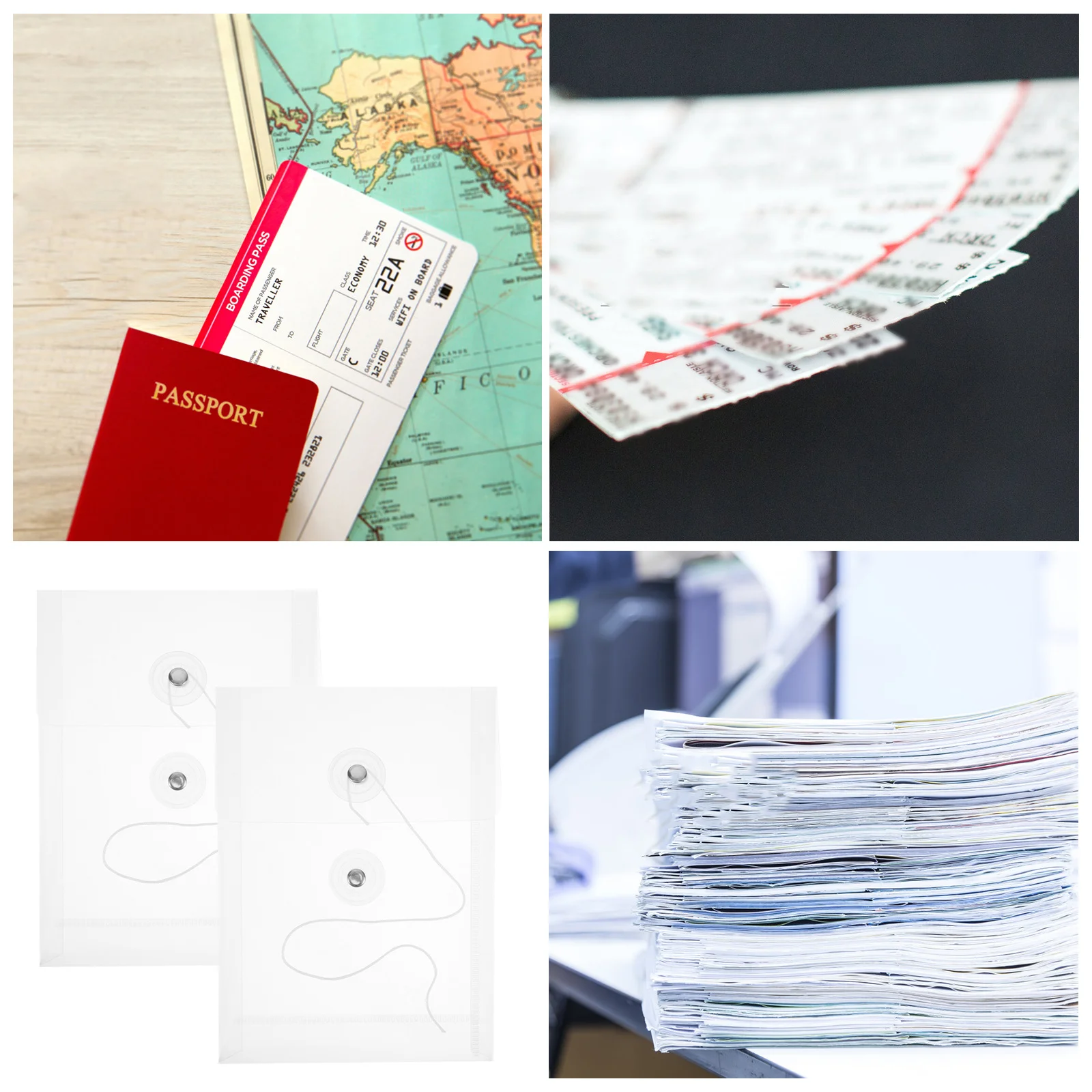 5 шт. пакеты для файлов, прозрачный органайзер для хранения документов, полипропиленовый материал, офисная домашняя папка для файлов для квитков, купонов, билетов