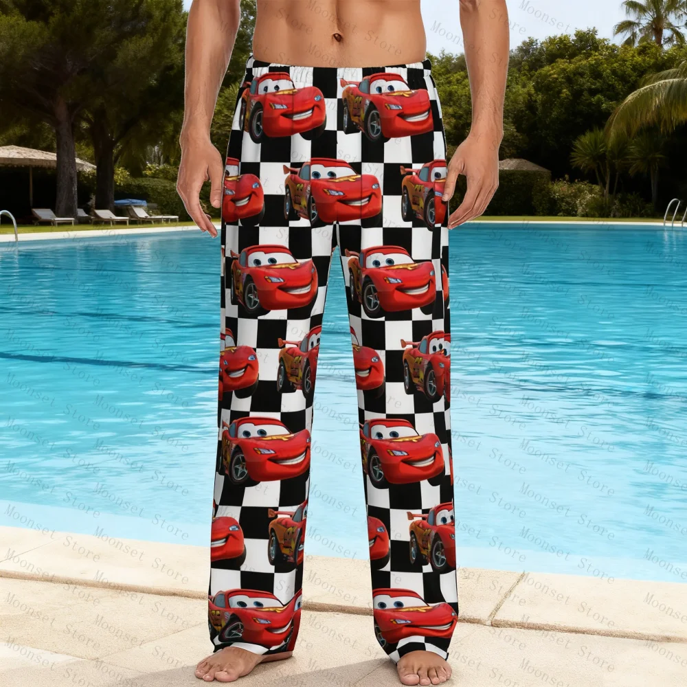 

Lightning McQueen Ahh Pajama Pants for Men Comic Hot Sleep Sleepwear Milk Silk Soft and comfortable home pants can worn outside