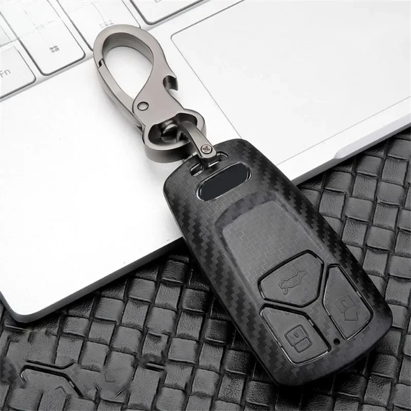 

Чехол для автомобильного дистанционного ключа из углеродного АБС-пластика для Audi A4 A4L A5 Q5 Q7 TT TTS 8S B9 2016 2017 2018, защитный чехол для автомобильного ключа, аксессуары