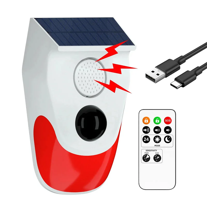 indoor-outdoor-solar-powered-120db-wireless-alarm-siren-with-infrared-motion-sensor-remote-control-waterproof-pir-light-alarm