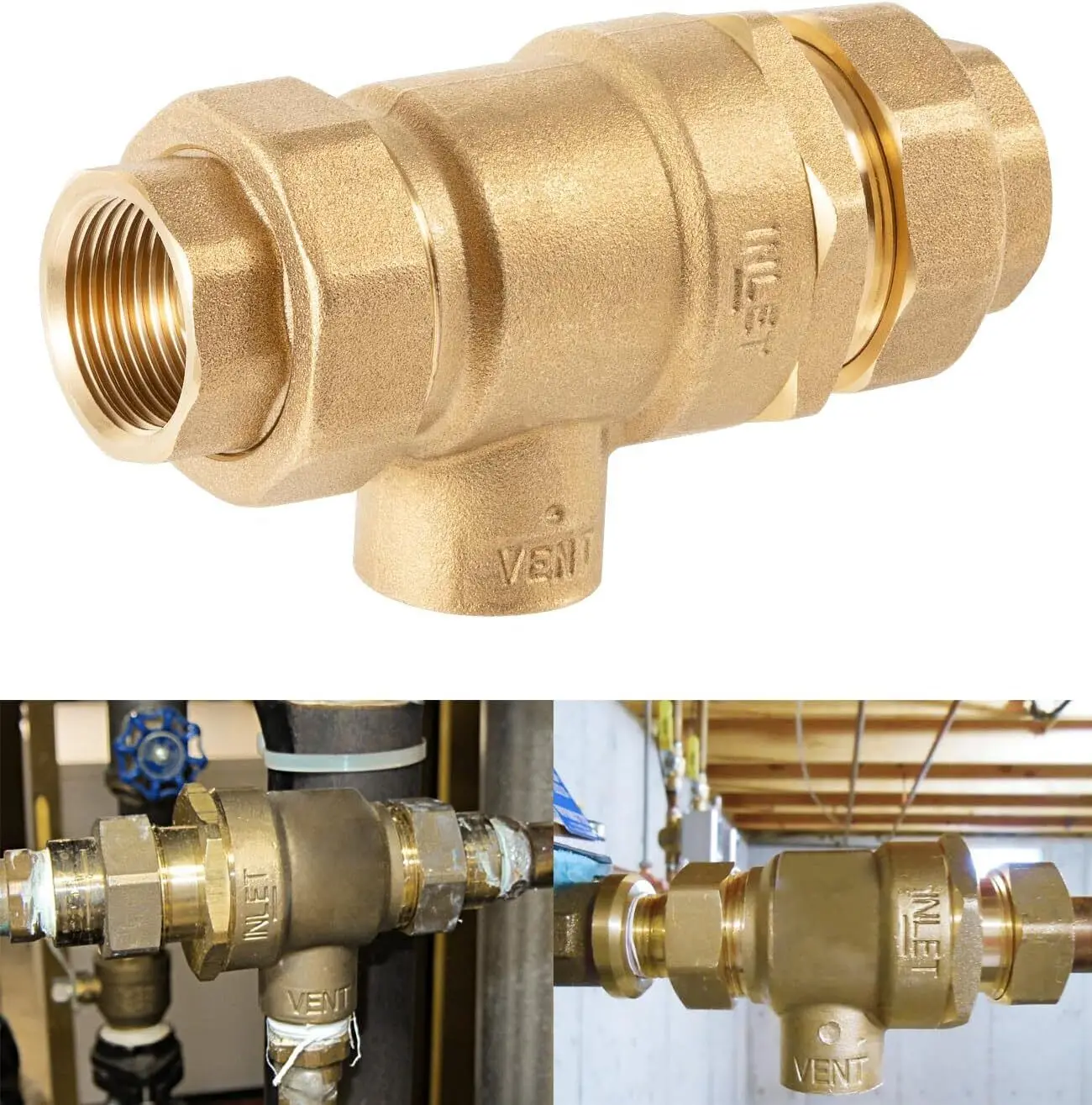 

9D-M2 Backflow Preventer Dual Check Valve with Intermediate Atmospheric Vent, 3/4 Inch, Female Union Inlet and Outlet Connection