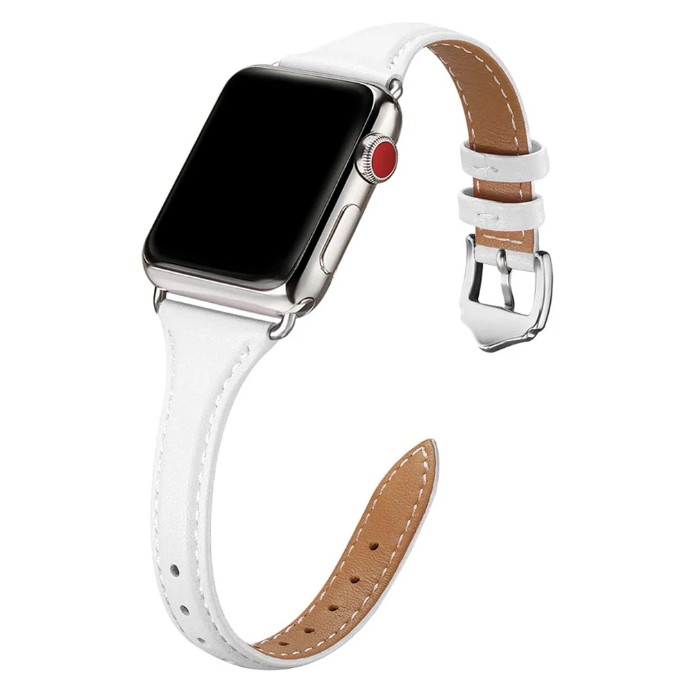 Kolorowe Slim, skórzana Watchband dla Apple Watch 8 SE 7/6/5/4 38MM 40MM 41MM bransoletka pasek pętli 42MM 44MM 45MM opaska na nadgarstek