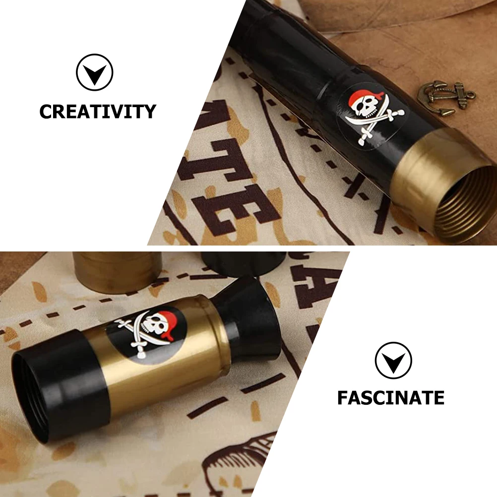 

12pcs Kids Telescope Toy Small Handheld Monocular Mini Pirate Props Children Gift Decorative Bronze Black Color Multifunctional