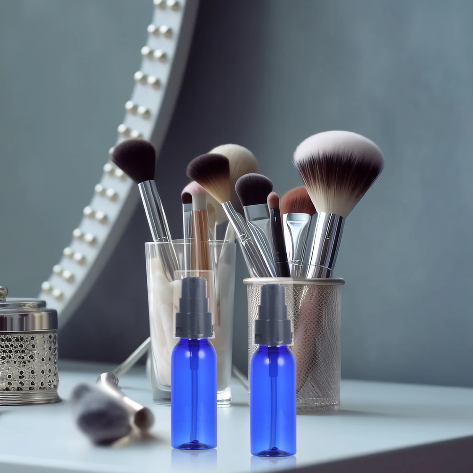 

10Pcs Leakproof Blue Refillable Pump Bottles Travel Containers for Essential Oil Lotion Makeup Storage