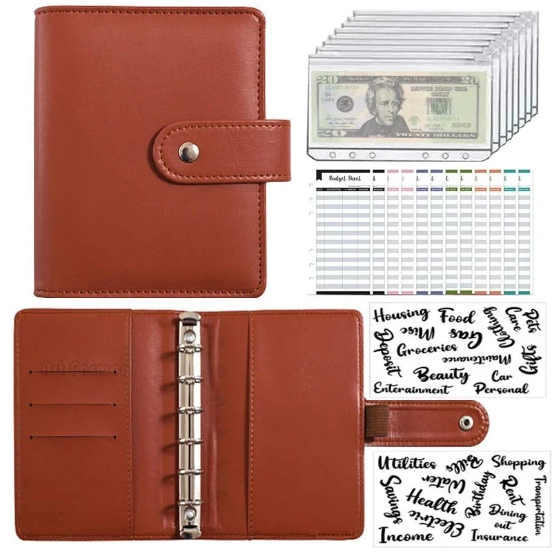Notebook A7 Budget Binder Notebook Cash Envelopes System Set with Binder Pockets for Money Budgets Saving Bill Organizer Gift