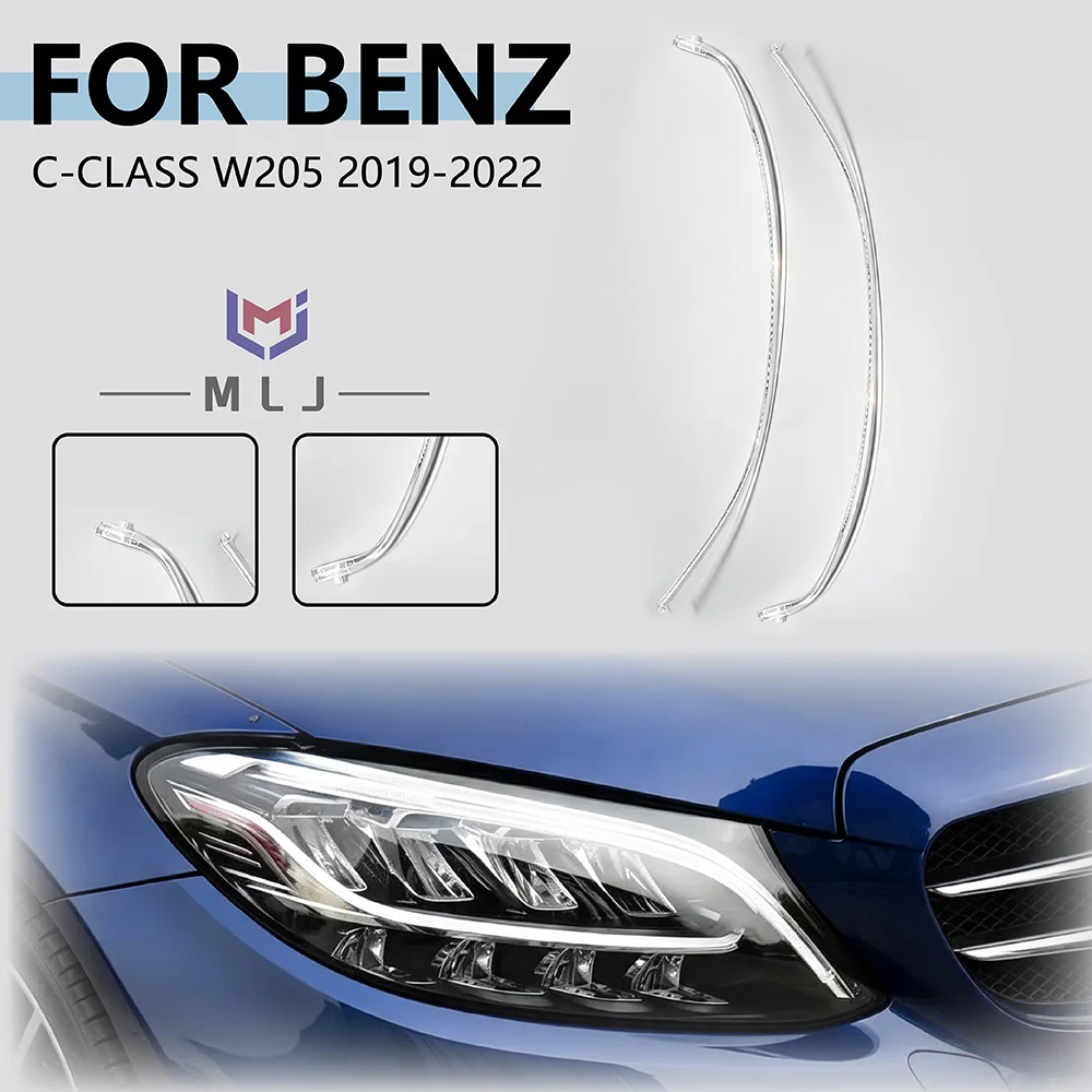For Mercedes Benz C Class W205 2019-2021 Daytime Running Light Light Guide Tube Headlight Angel Eye Acrylic Light Guide Strip