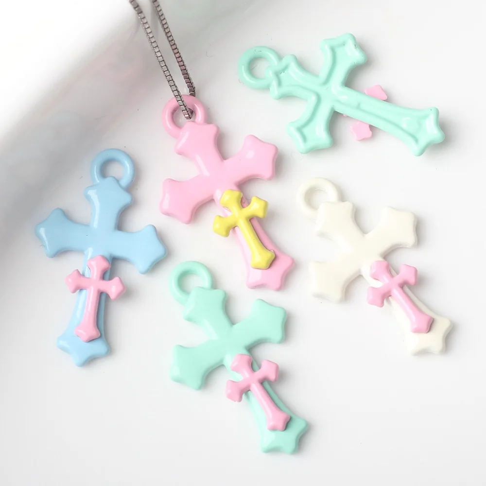 

DIY Jewelry Findings Candy Oil Drop Metal Cross Shape Necklace Pendant Earring Bracelet Alloy Charms 14*23*4mm 40pcs