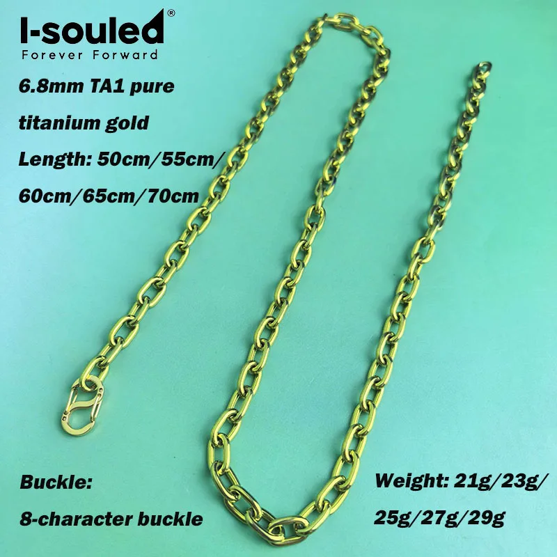 6.8mm TA1 pure titanium electrolytic polished anodized gold O-chain necklace simple and fashionable