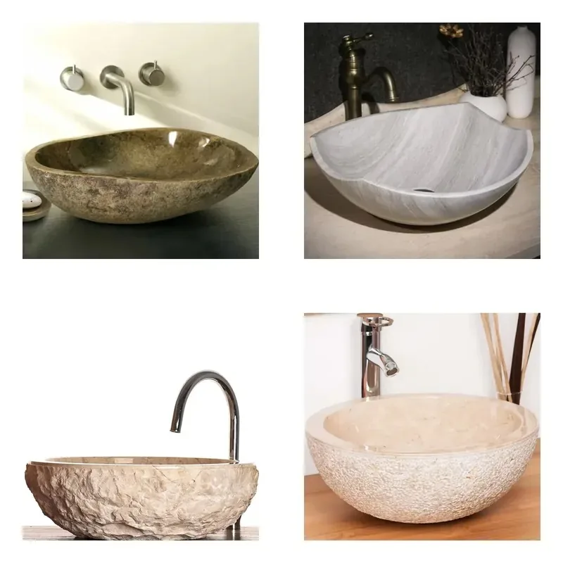 Modern Indoor Bathroom Natural Stone Carved Quartz Marble Basin and Sink