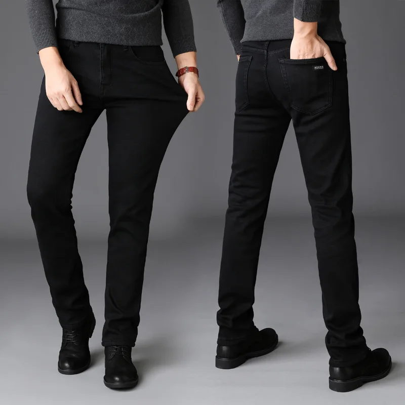 2026 Spring Autumn Vintage Black Business Jeans Men Casual Straight Stretch Classic Work Denim Trousers Comfortable Brand Pant
