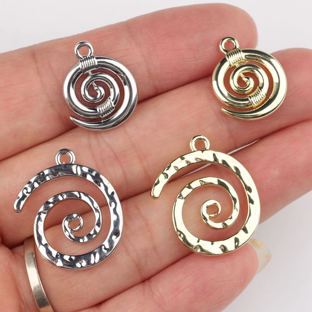 10pcs Simple Fashion Hollow Out Spiral Shape Pendant Jewelry Making Accessories DIY Handmade Earring Necklace Bracelet Ornament