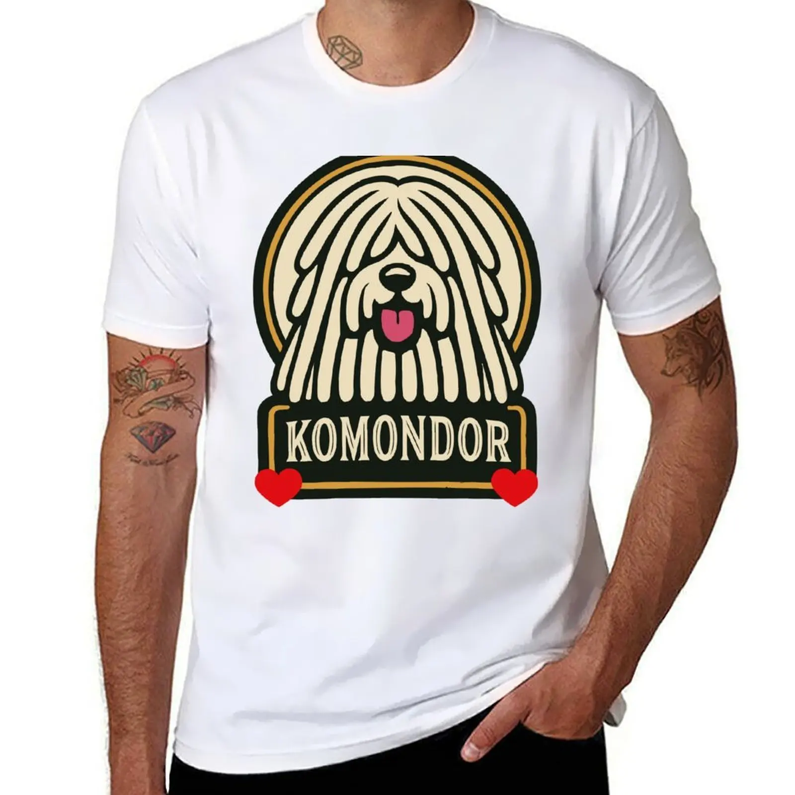 

Komondor Hungarian Sheepdog Mop Dog with Dreads T-Shirt man t shirt cotton man t shirt luxury T-Shirt