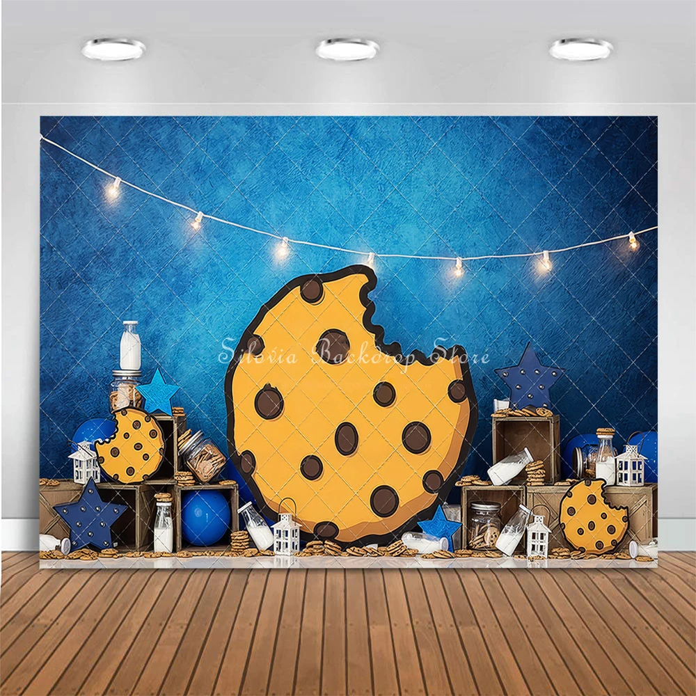 Cookie Crazy Photo Background Children Birthday Cake Smash Photography Backdrop Cartoon Blue Balloon Photo Studio Props