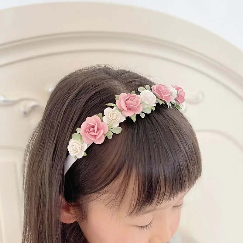 Dusty Pink White Flower Girl Headband  Alice band Headband