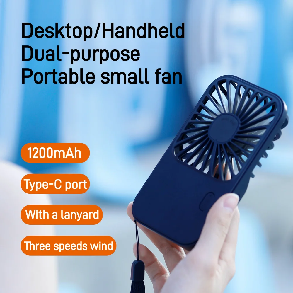 

Summer Mini Fan Portable 1200mAh Charging USB Handheld Fan Student Outdoor Fan Three Gear Adjustable Desktop Fan Hand Air Cooler