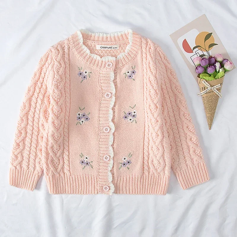 

1-6Yrs Newborn Kids Baby Boys Girls Clothes Autumn Winter Warm Floral Sweater Cardigan Cute Knit Coat Knitwear Children Sweater