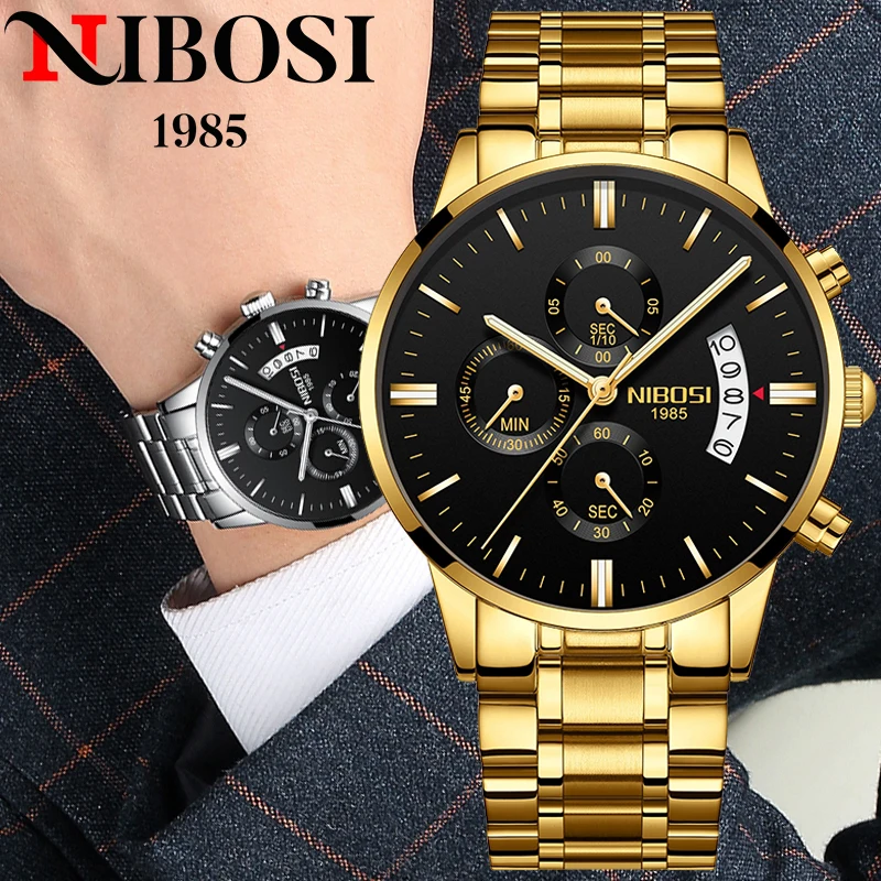 

NIBOSI Luxury Men Watches Top Brand Men's Quartz Clock Waterproof Sports Chronograph Luminous Wristwatches Relogio Masculino