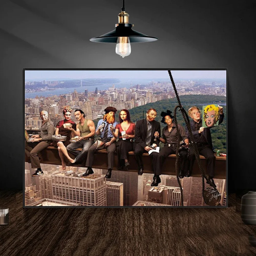 Lunch Atop A Skyscraper Poster Prints For Living Room Home Decor Pop Culture Celebrities On the RCA Canvas Painting Wall Art