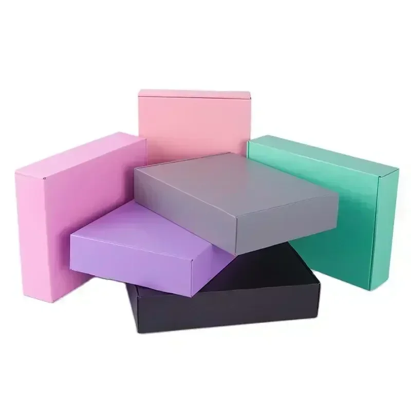 5Pcs/Lot Black / Gray / Pink Paper Cardboard Boxes For Business  Colour Paperboard Shipping Carton For Clothing/Gift