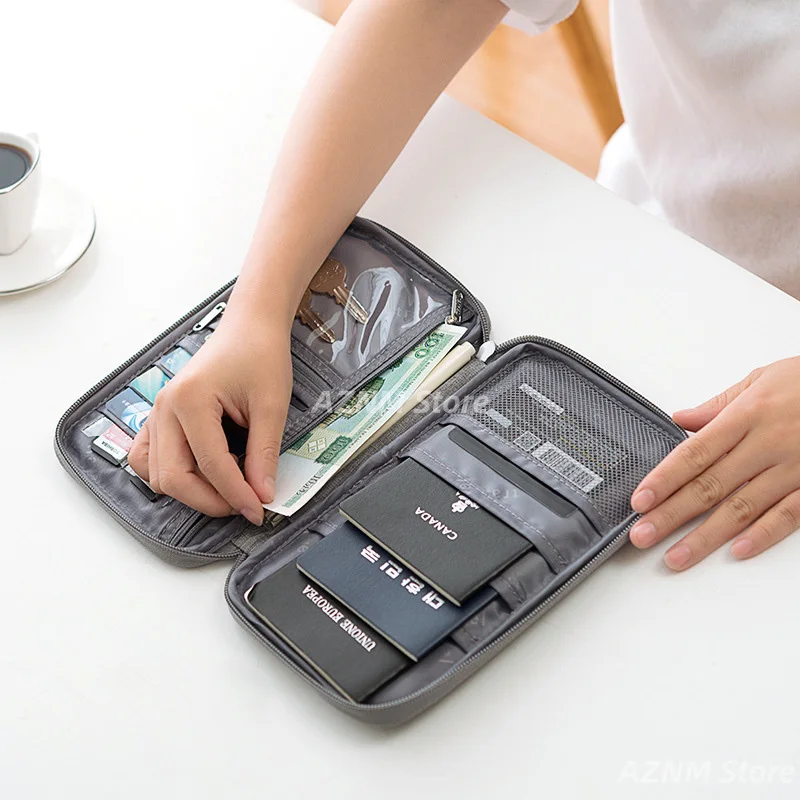 Porte-passeport familial multifonctionnel, organiseur de documents, accessoires de voyage, sac à documents, porte-cartes