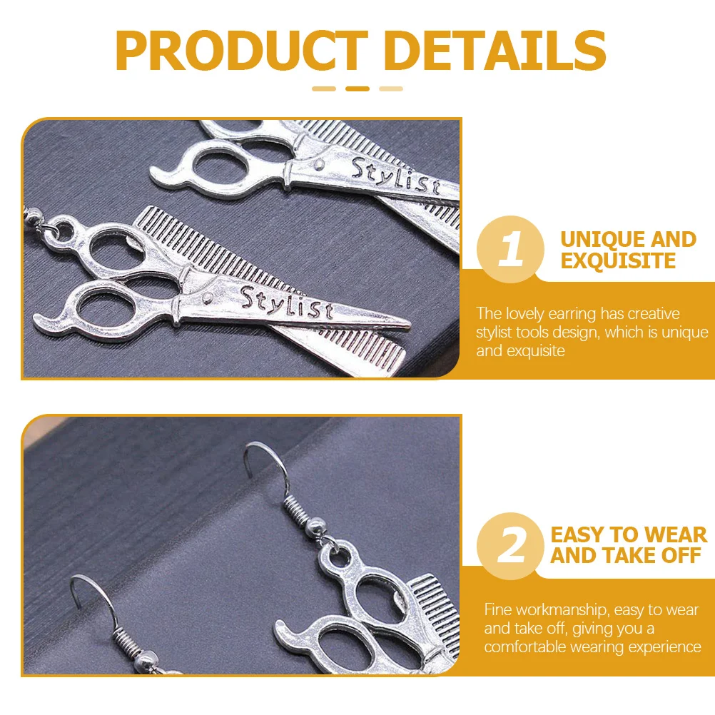 1 زوج مقص مشط مجفف شعر سبيكة استرخى أقراط للنساء مصمم الأزياء الأذن مجوهرات هدية الإناث الأذن هوك ديكور