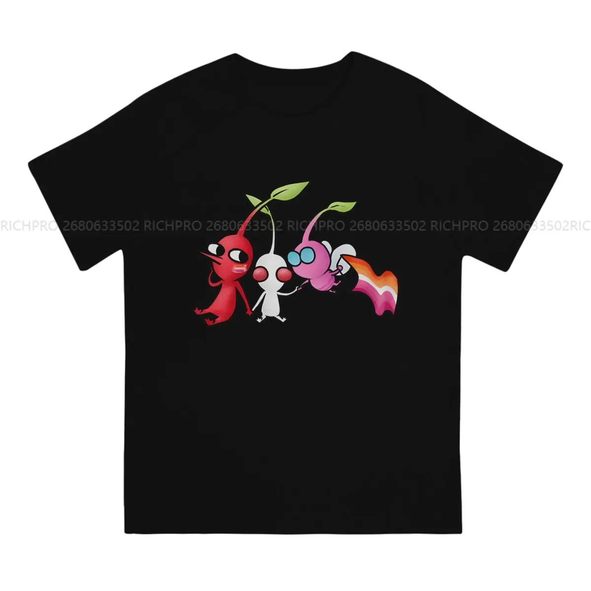 Pikmins Game Creative TShirt for Men Pride Round Neck Polyester T Shirt Hip Hop Gift Clothes Tops