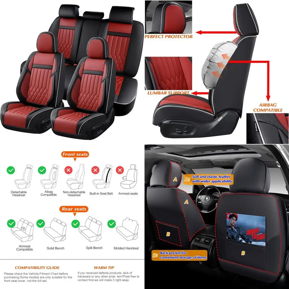 

5-местные водонепроницаемые и дышащие чехлы на автомобильные сиденья из кожи наппа, полный комплект, подходят для передних и задних сидений автомобилей, совместимые с