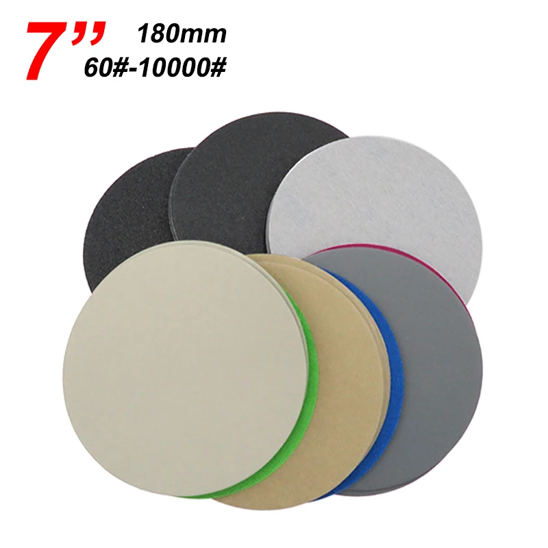 

1-10pcs 7" 180mm Sanding Discs Grit 60-10000# Flocked Sandpaper Disc Hook&Loop Pad For Abrasive Grinding Polishing Tool Dry/Wet