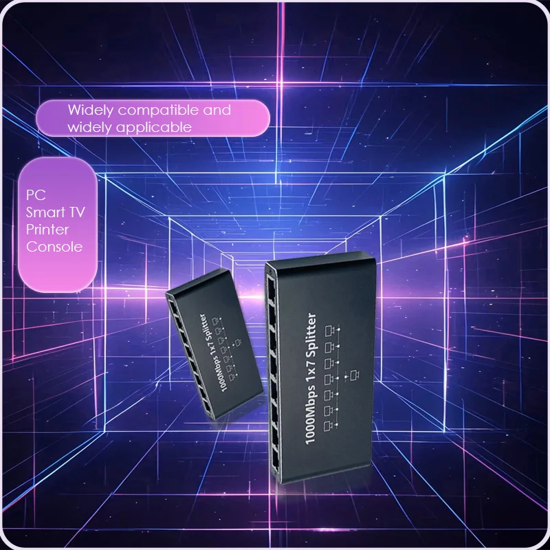 Adattatore splitter Gigabit Ethernet 1x7 1000M RJ45 LAN 1 ingresso 7 uscite 1000Mbps Dock connettore per computer/router/set-top box/smart TV