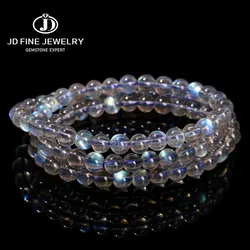 JD 7A Top Natural Blue Light Gray Moonstone Small Bead 3 Layer Strand Bracelets Women Men Charm Labradorite Handmade Bangles
