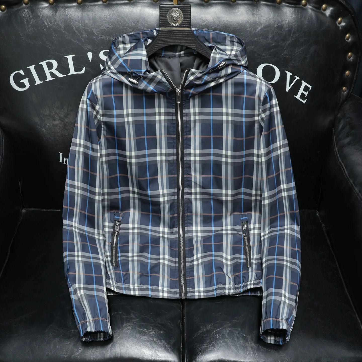 

Мужская повседневная куртка с капюшоном, легкая, ветрозащитная, весенняя новинка, с клетчатым принтом, модный европейский стиль, полиэстер