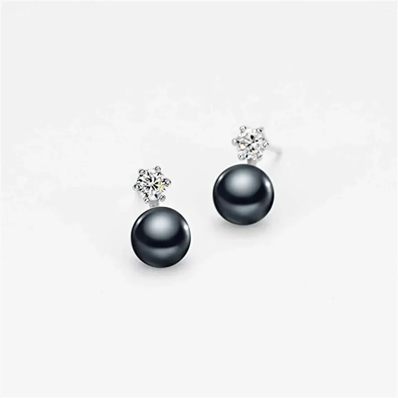 Dainashi 925 Sterling Silver 8-9mm naturalna perła słodkowodna cyrkon Rhinestone stadniny kolczyki wysoka biżuteria prezenty dla kobiet — zdjęcie 3