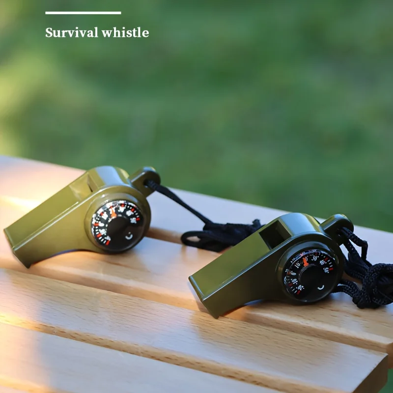 3 in 1 Multifunction Emergency Survival Whistle Compass Thermometer Referee Sporting Goods  Whistle Camping Hiking Whistle