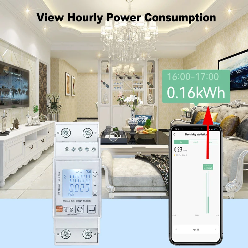 Compteur d'énergie WiFi intelligent Tuya, monophasé, rail DIN 80A, moniteur d'alimentation, wattmètre KWh, voltmètre, ampèremètre, télécommande, 110V, 220V, nouveau