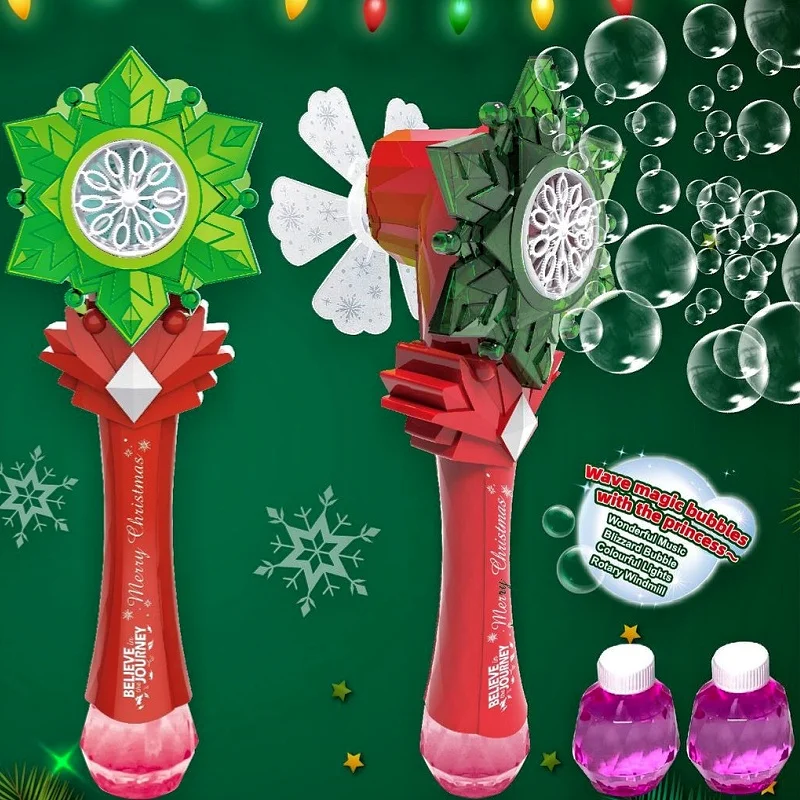 Christmas Snowflake Magic Wand Bubble Machine Children's Toy Bubble Machine Toy Water Gun Automatic Bubble Gun