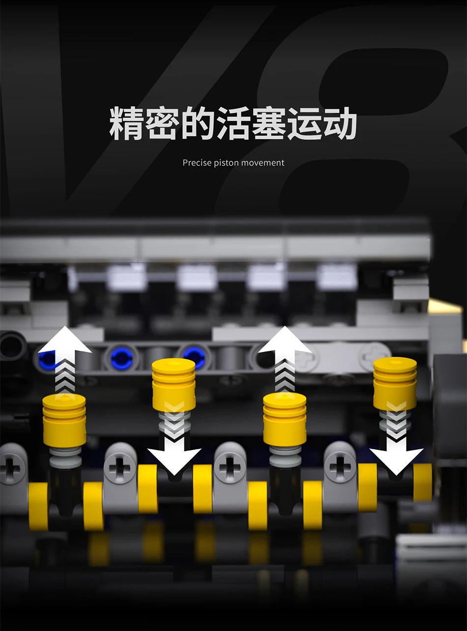 Technical V8 Electrice Driven Engine Building Blocks Simulation Supercar Engine MOC Bricks Science Education Toys Birthday Gift