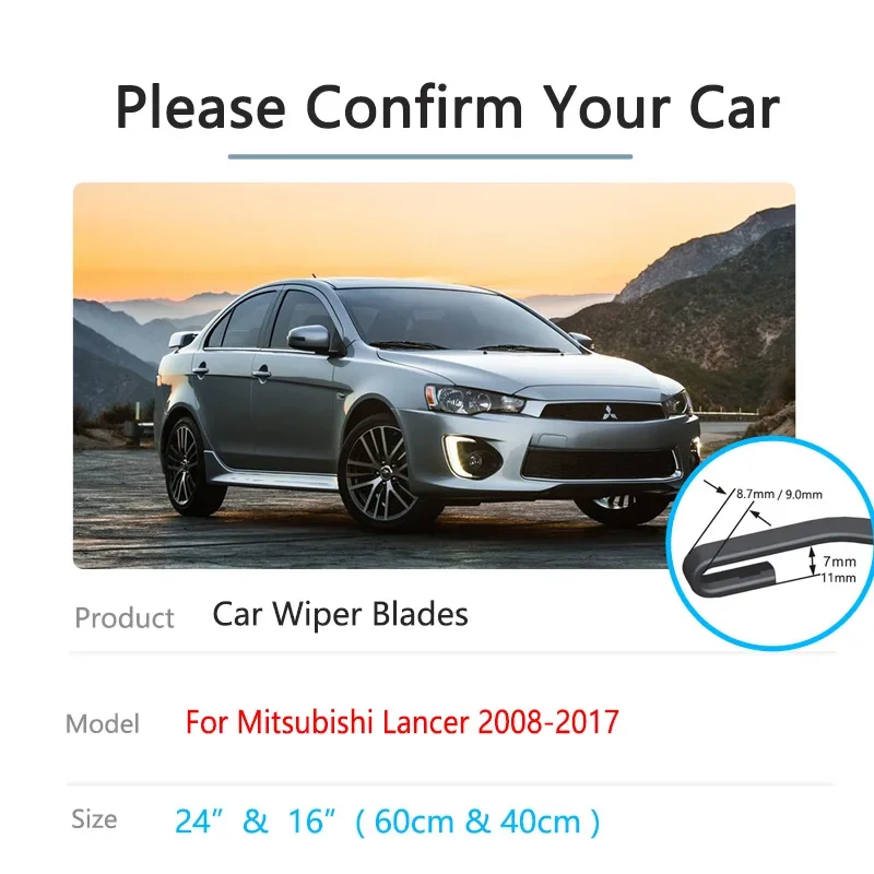 For Mitsubishi Lancer Galant Fortis Inspira MK9 2008~2017 Wiper Blades Cutter Arm Front Window Windscreen Accessories U J Hook